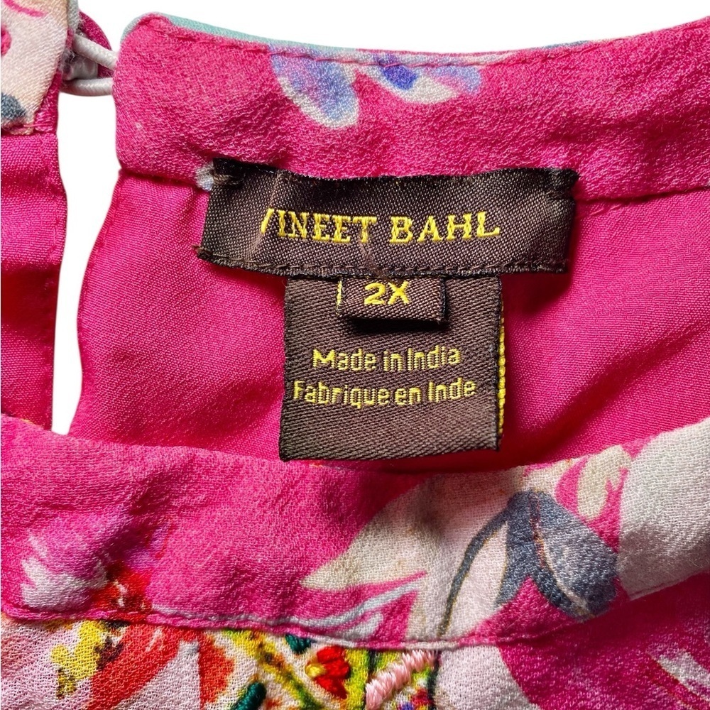 Vineet Bahl Vibrant Floral Sleeveless Blouse - Pink Multicolor - Picture 9 of 15